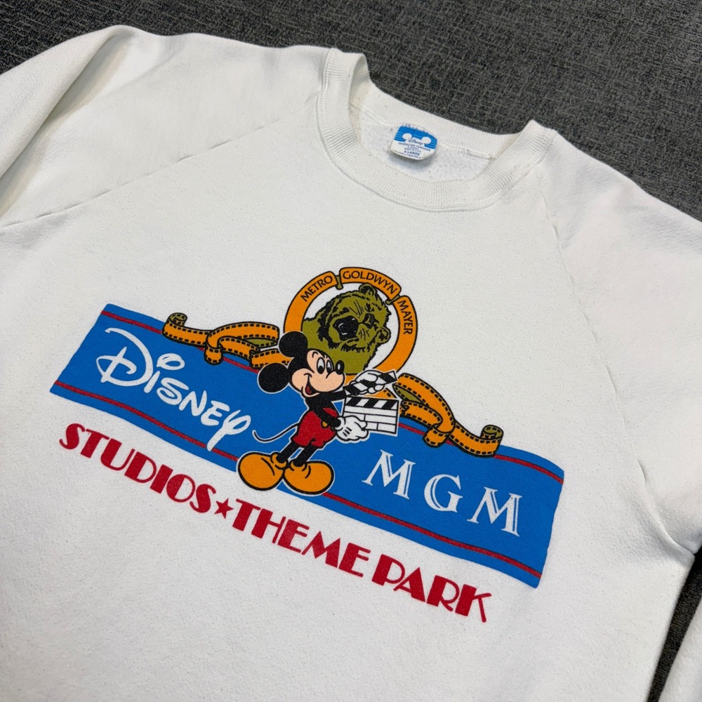Vintage Disney MGM Studios Theme Park Mickey Mouse Sweatshirt White XL USA Made